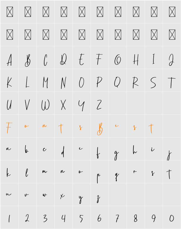 Holymonth Character Map