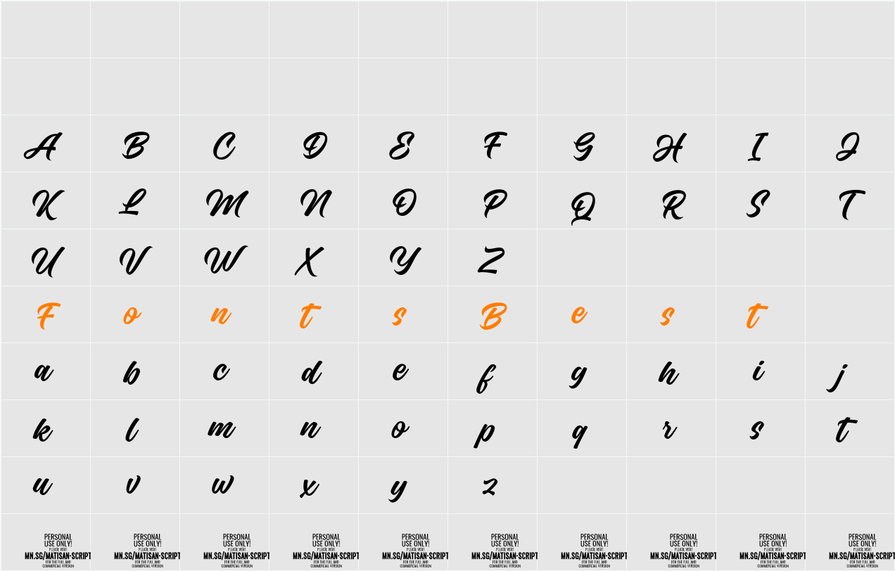 Matisan Script PERSONAL USE Character Map