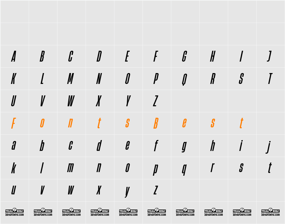 HeadingNow Trial 25 Medium Character Map