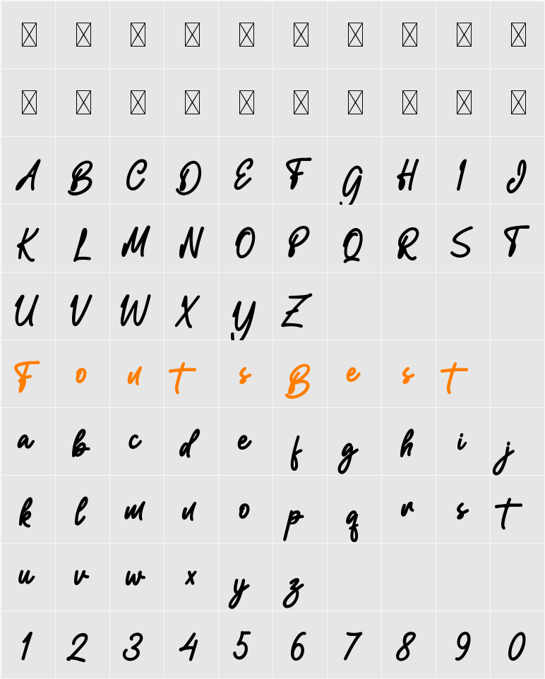 Aesthetic Monoline Character Map