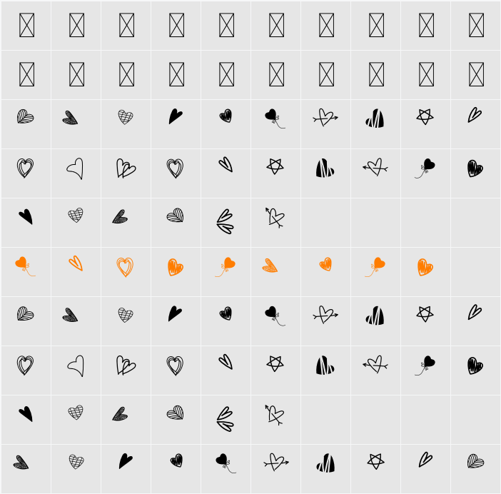 Heart Dingbat Character Map