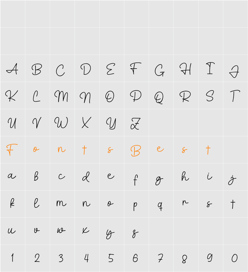 Holyplan Character Map