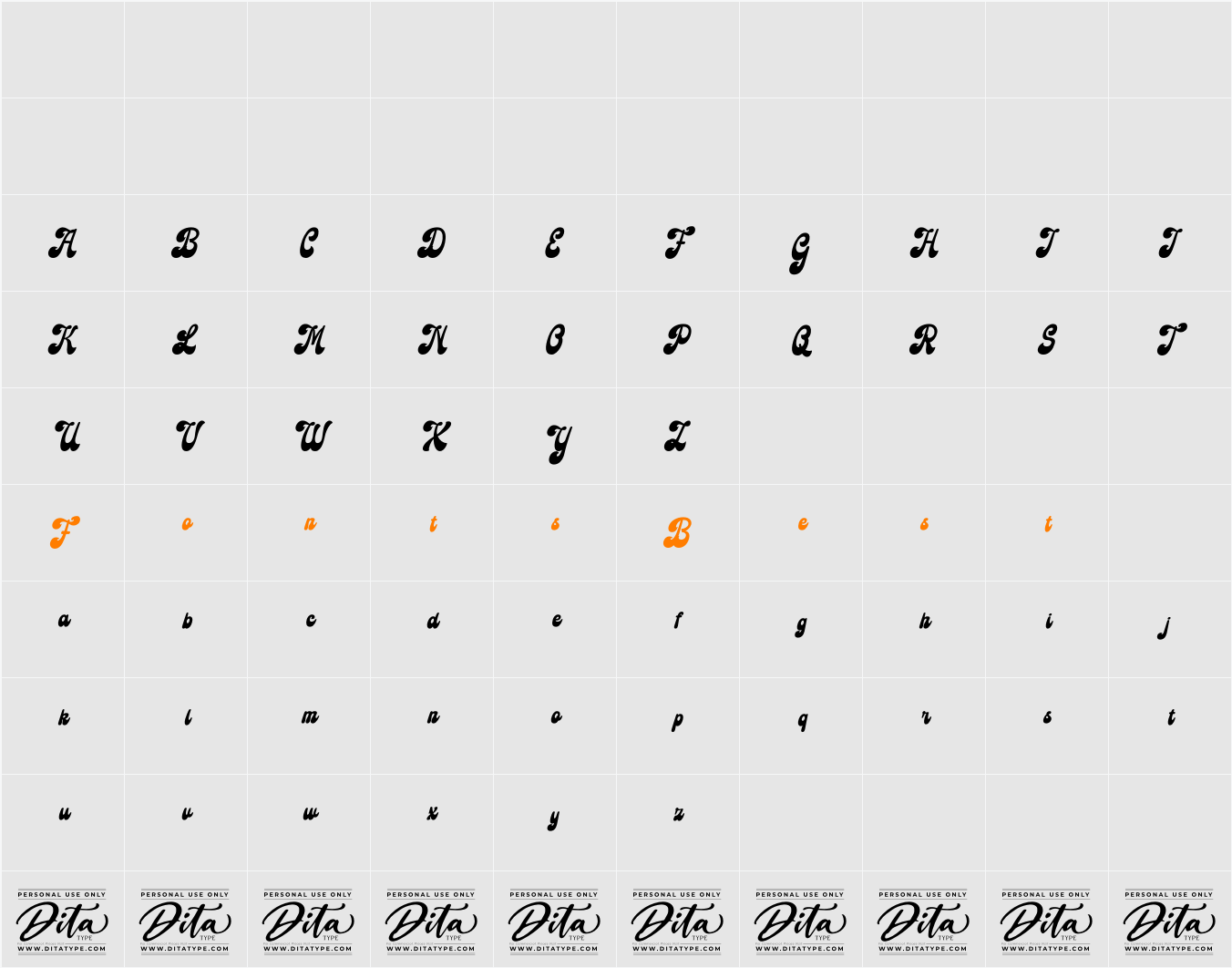 Tailgates Personel Use Character Map