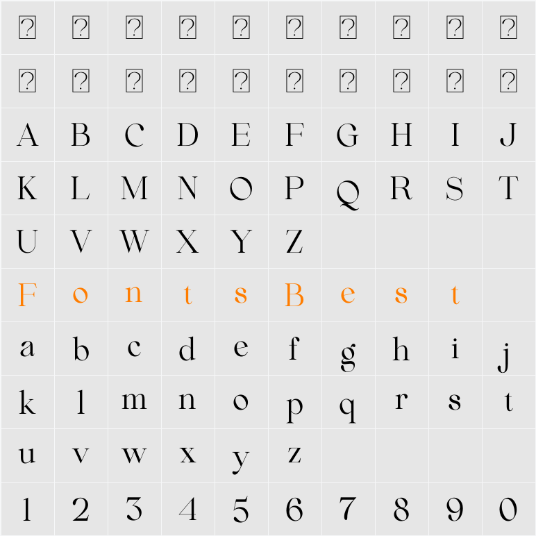 Beautiful Comethrue Regular Condensed Character Map