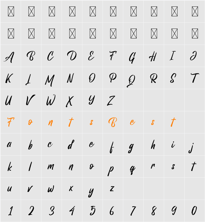 Menthok Character Map