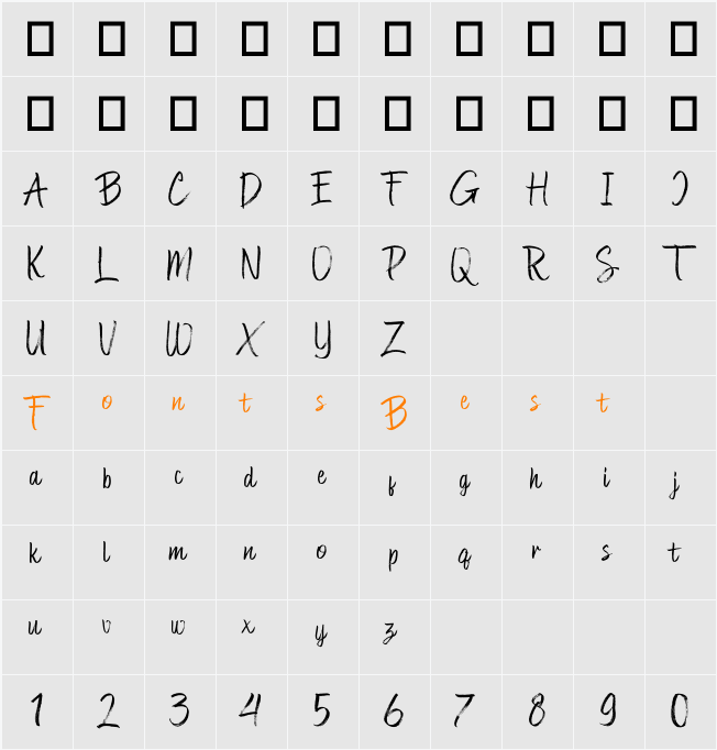 Manjaku Character Map