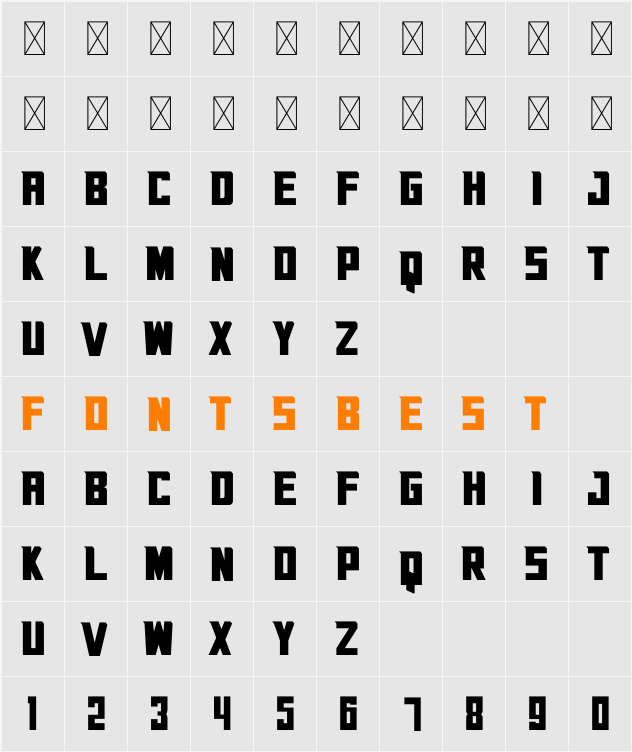Flight Square Demo Character Map