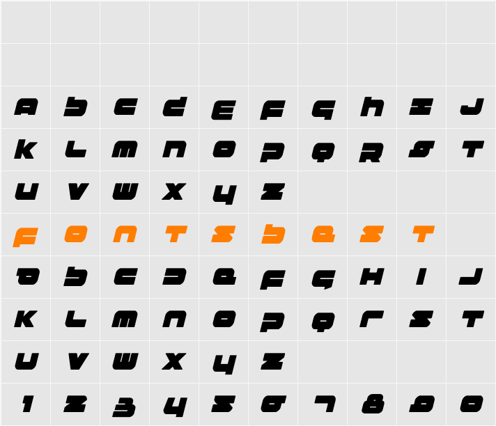 Delmoto Condensed Italic Character Map