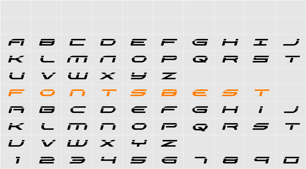 Antietam Laser Italic Character Map