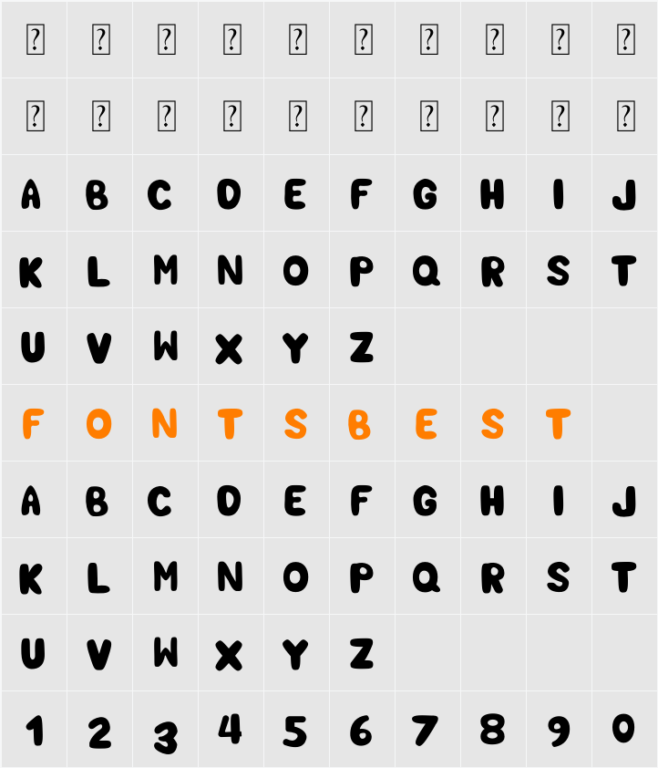 HOLYSWEET Character Map
