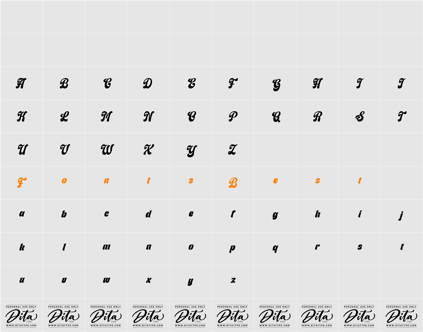 Fountained Personal Use Character Map