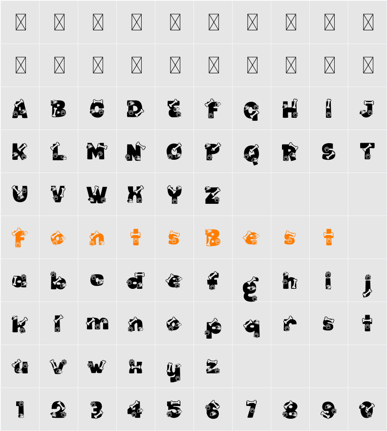 Bark Type Decorative Character Map