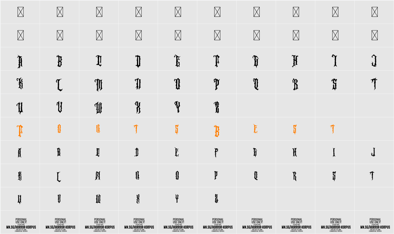 Horror Korpus Clean PERSONAL Character Map