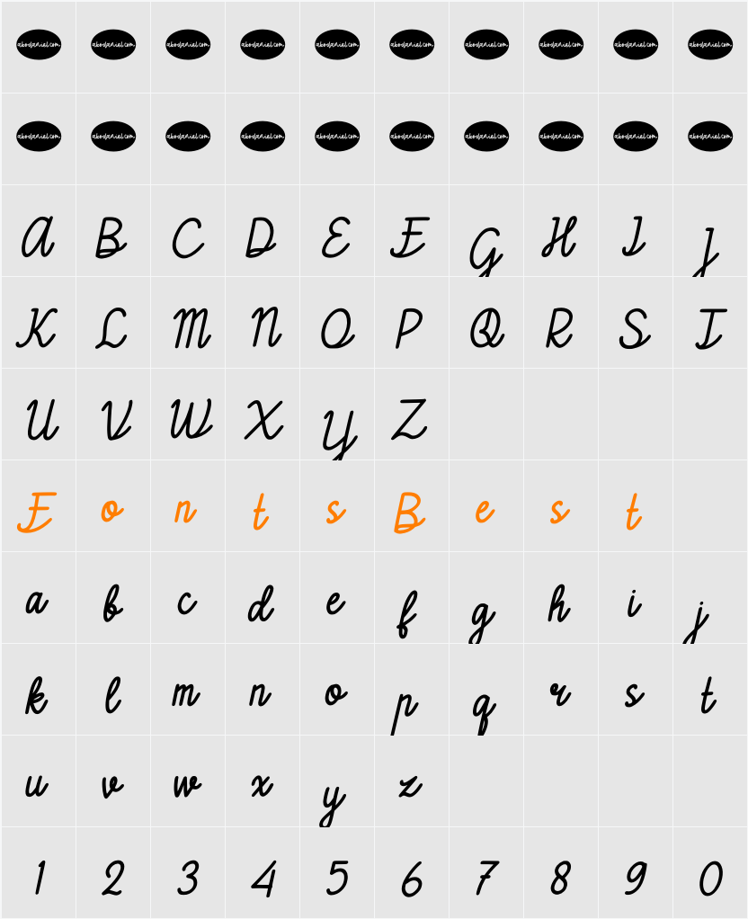 Creativo italic Character Map