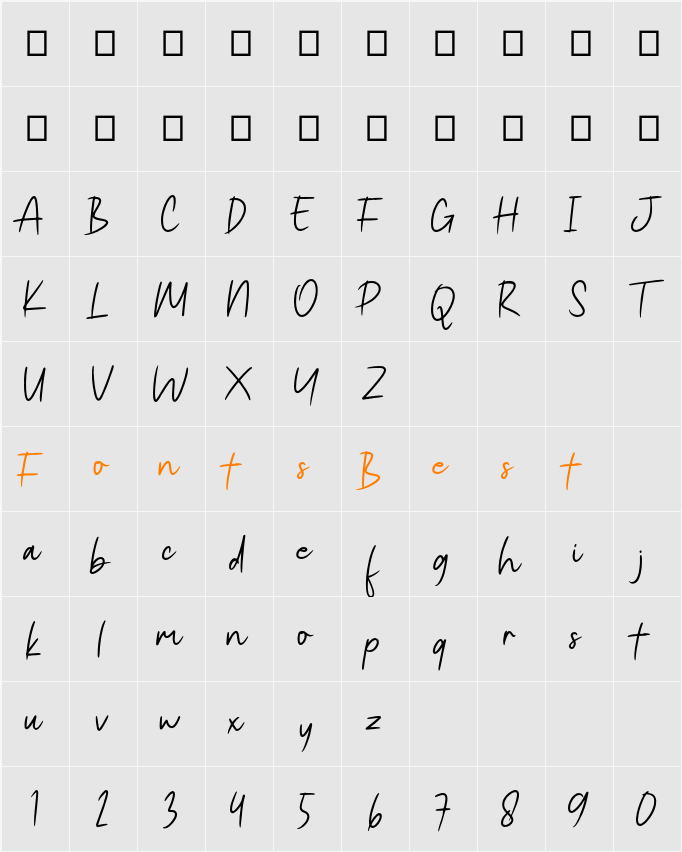 Andalan Eug Character Map