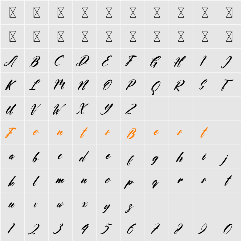 Aligano Character Map