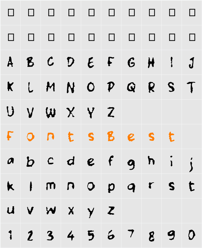 j Jelaga Character Map