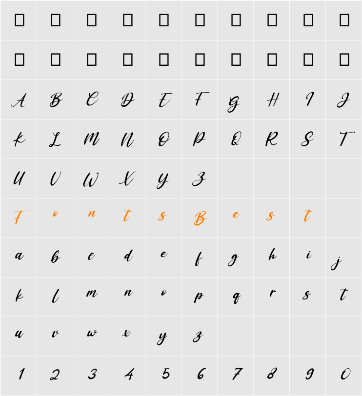 Antoinete Italic Character Map