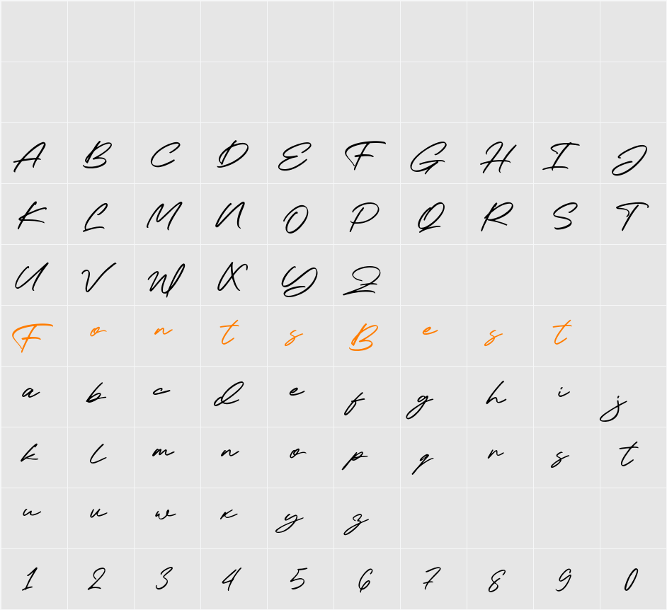 Handwind Character Map