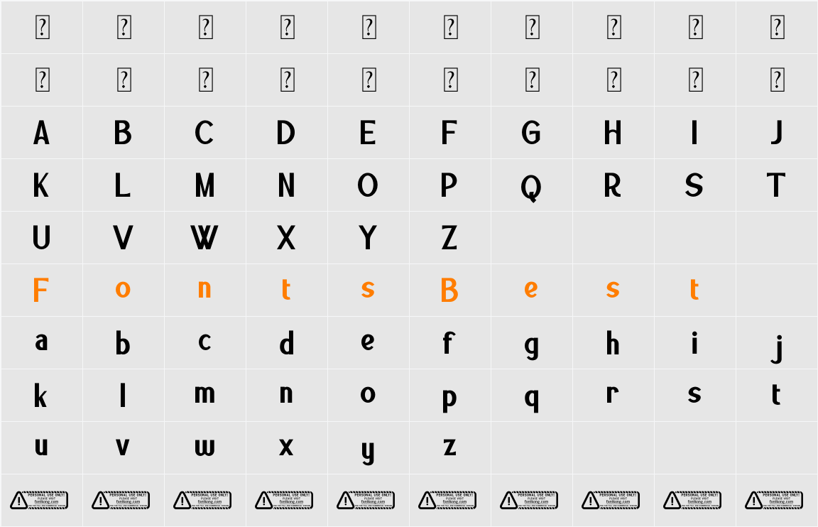Brohyped PERSONAL USE ONLY! Character Map