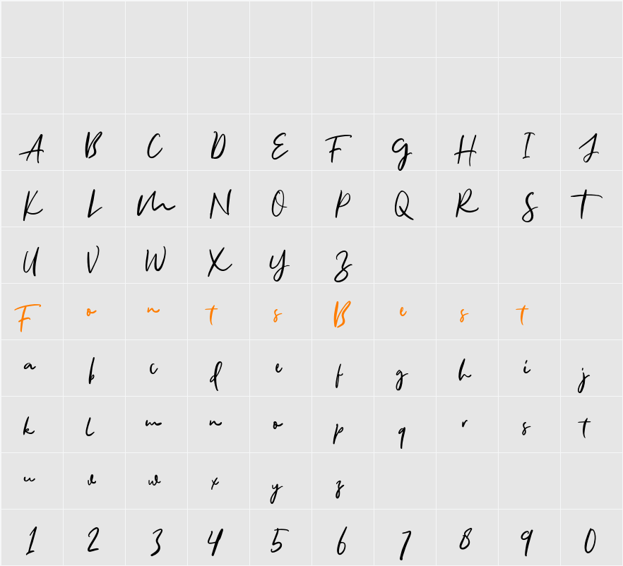 AllisonStyle Script DEMO Character Map