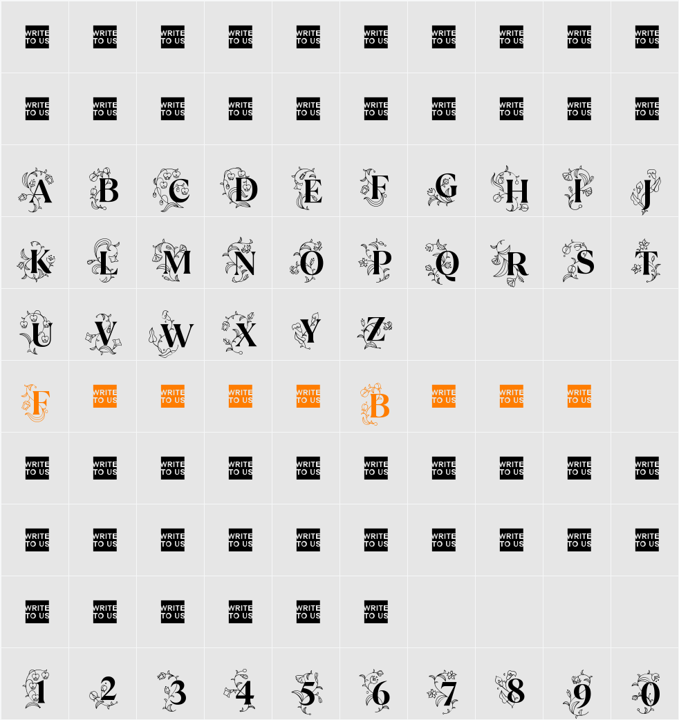 TT Ramillas Initials Trl Character Map
