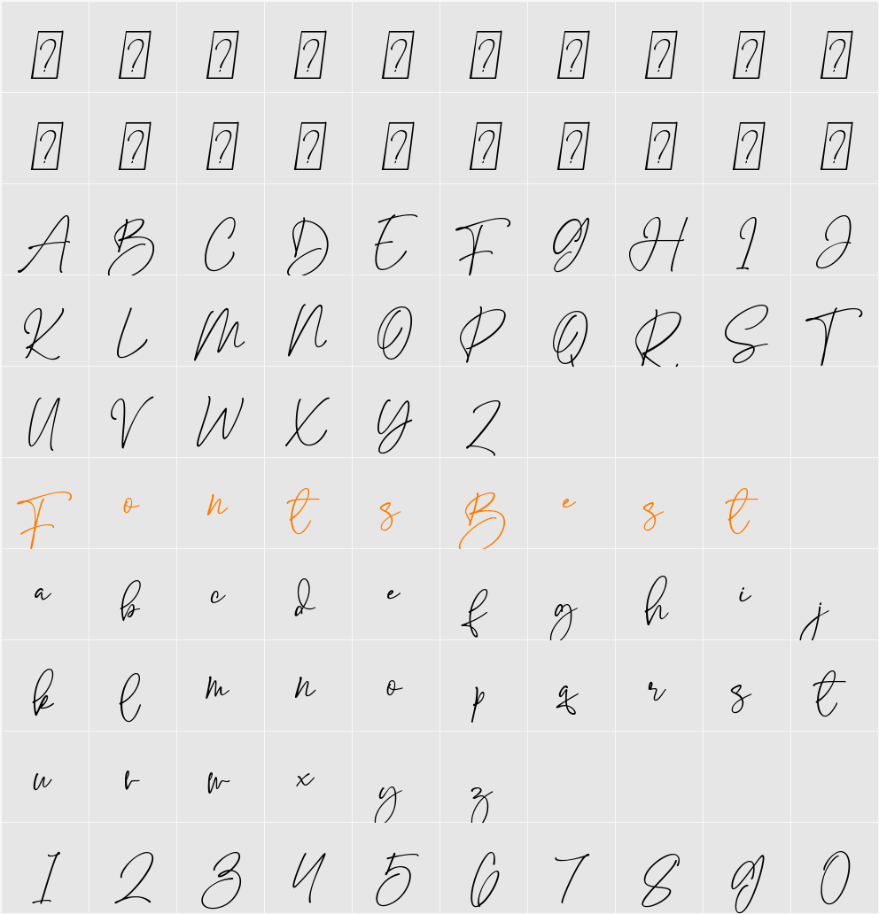 Bolesmith Character Map