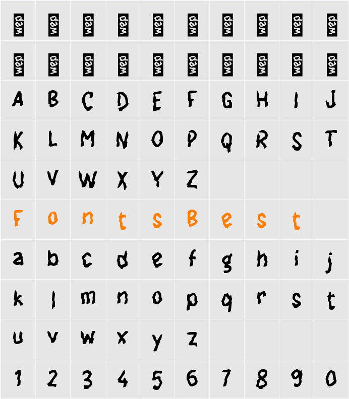 h Hitam Ink Character Map