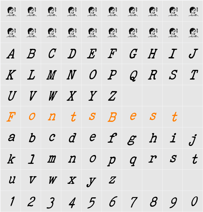 ELEGANT TYPEWRITER Character Map