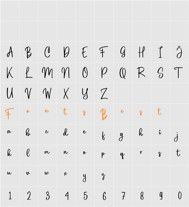 Justring Character Map