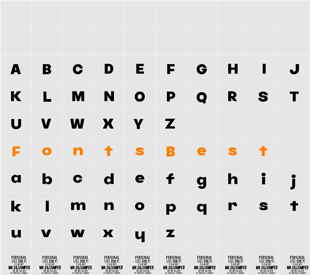 Jumper PERSONAL USE ONLY Ex-Bd Character Map