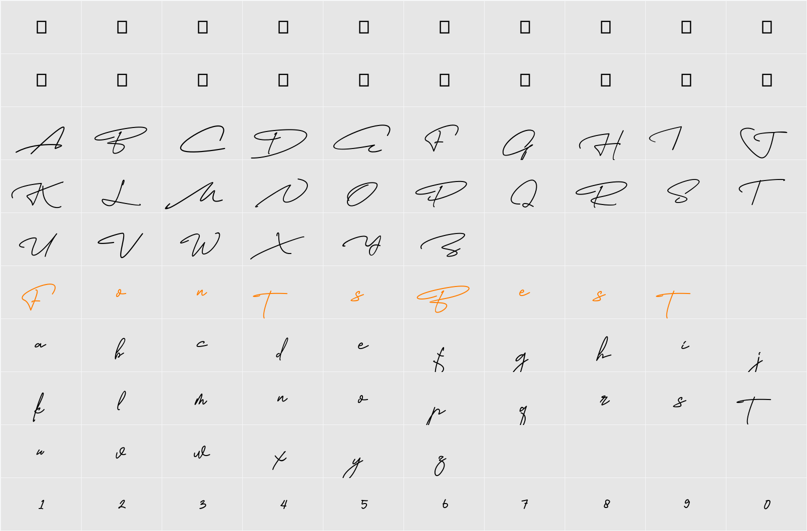 Agustina-Signature Character Map