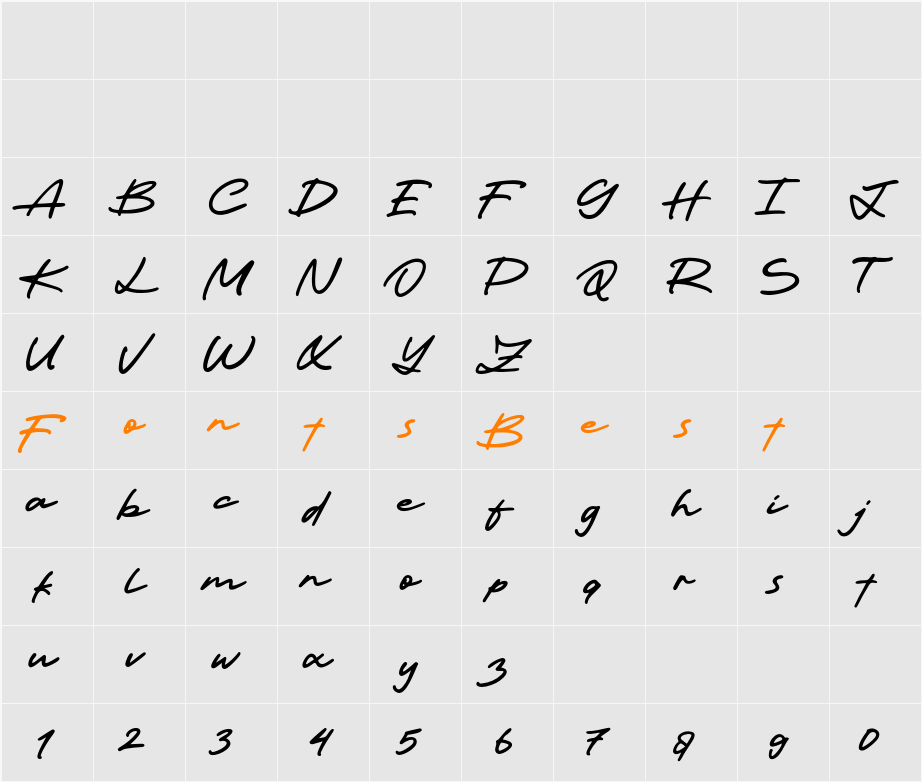 Kingshare Character Map