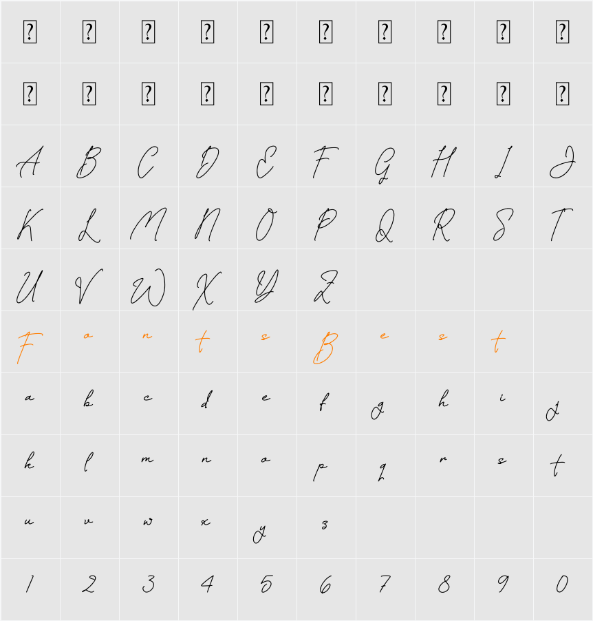 Bajttonile Character Map
