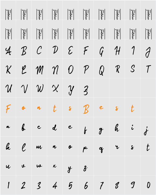 Olalia Signature Character Map