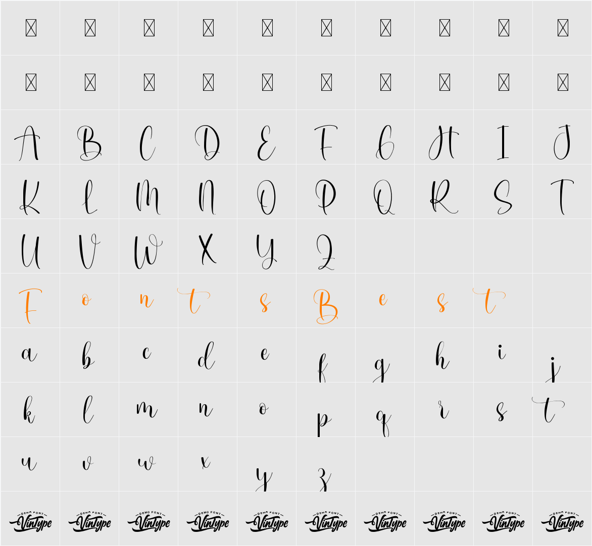 Smalljelly Demo Script Character Map