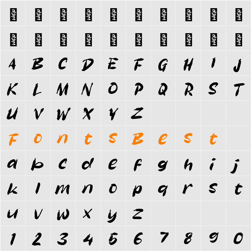 K Kliru Character Map