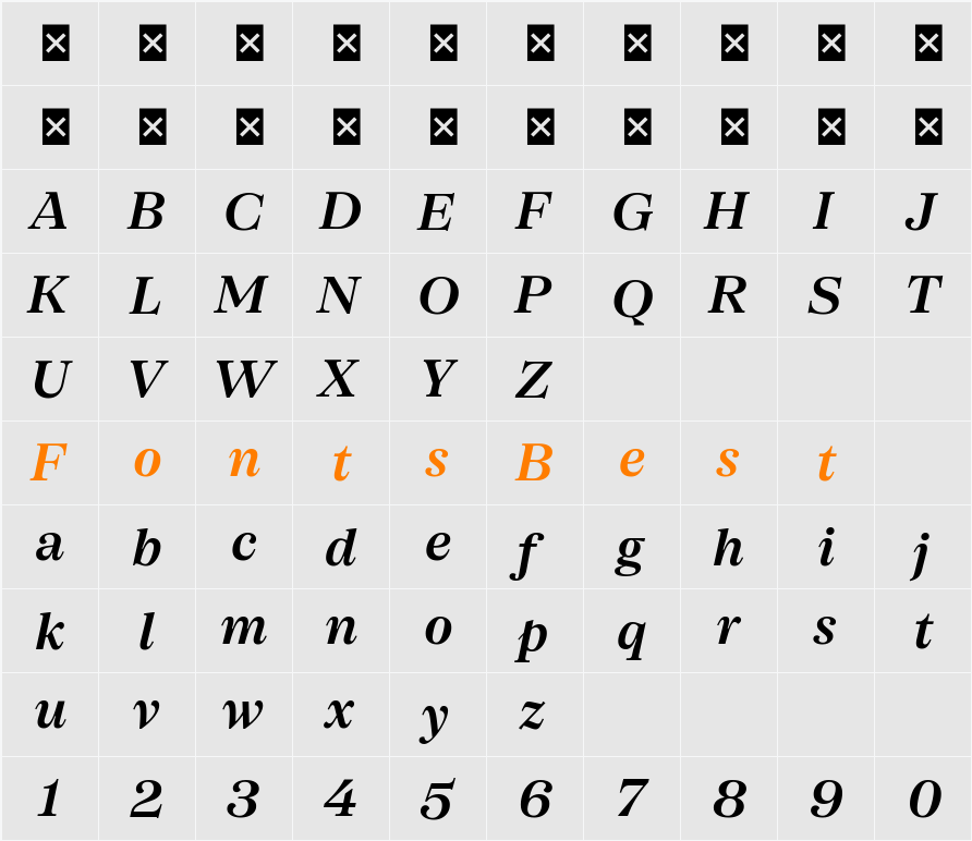 SFT Schrifted Serif TRIAL SH SH DemiBd Character Map