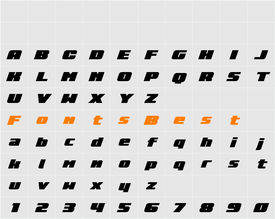 Rapid Response LC Spaced Itali Character Map