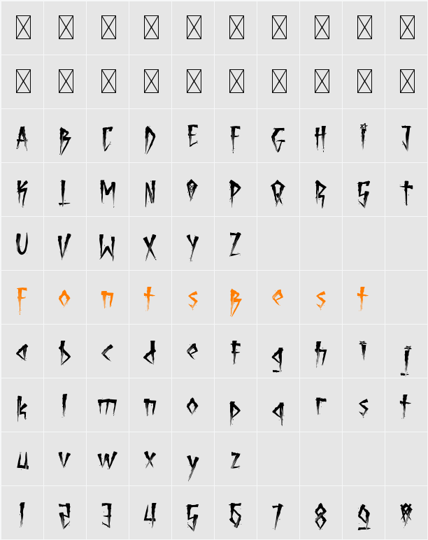 Brutal Brushstrokes Three Character Map