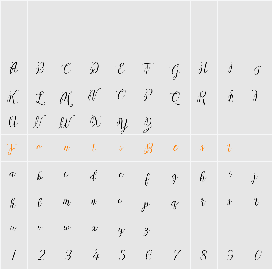 Morenthya Script Character Map
