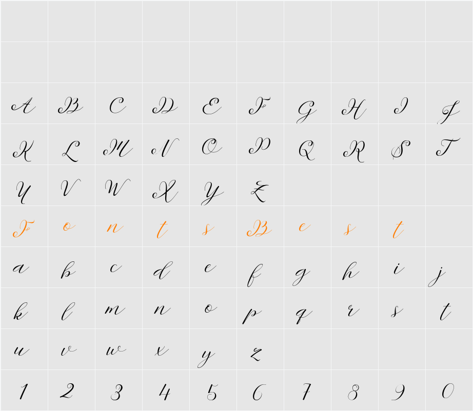 Sentosha Script Character Map