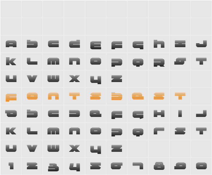 Delmoto Gradient Character Map