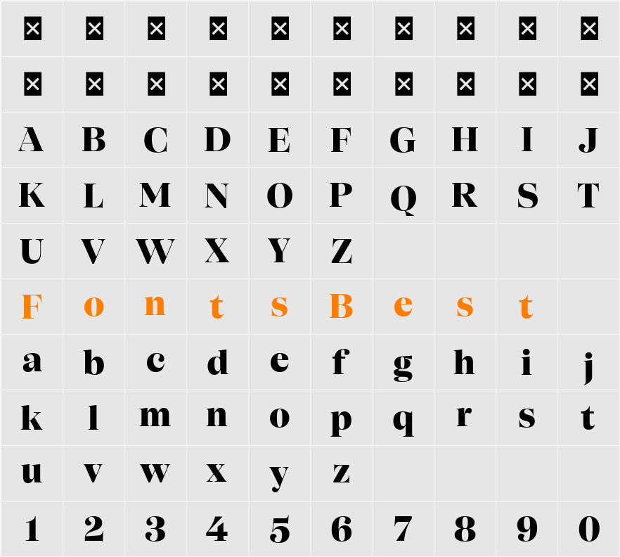 SFT Schrifted Serif TRIAL D D ExBd Character Map