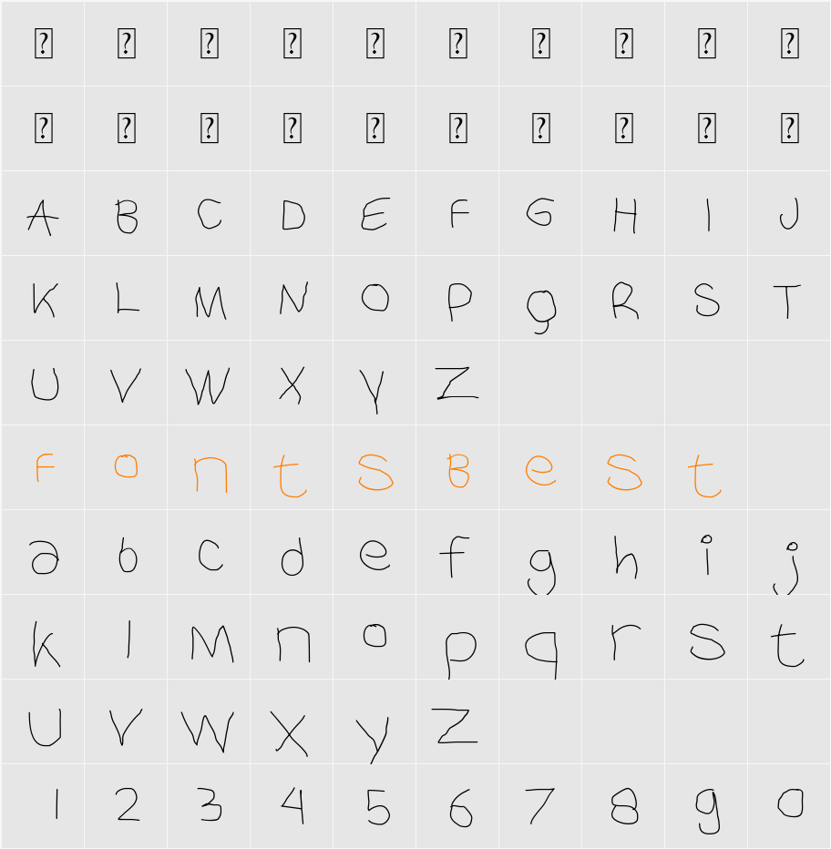 FF Comma Trial Character Map