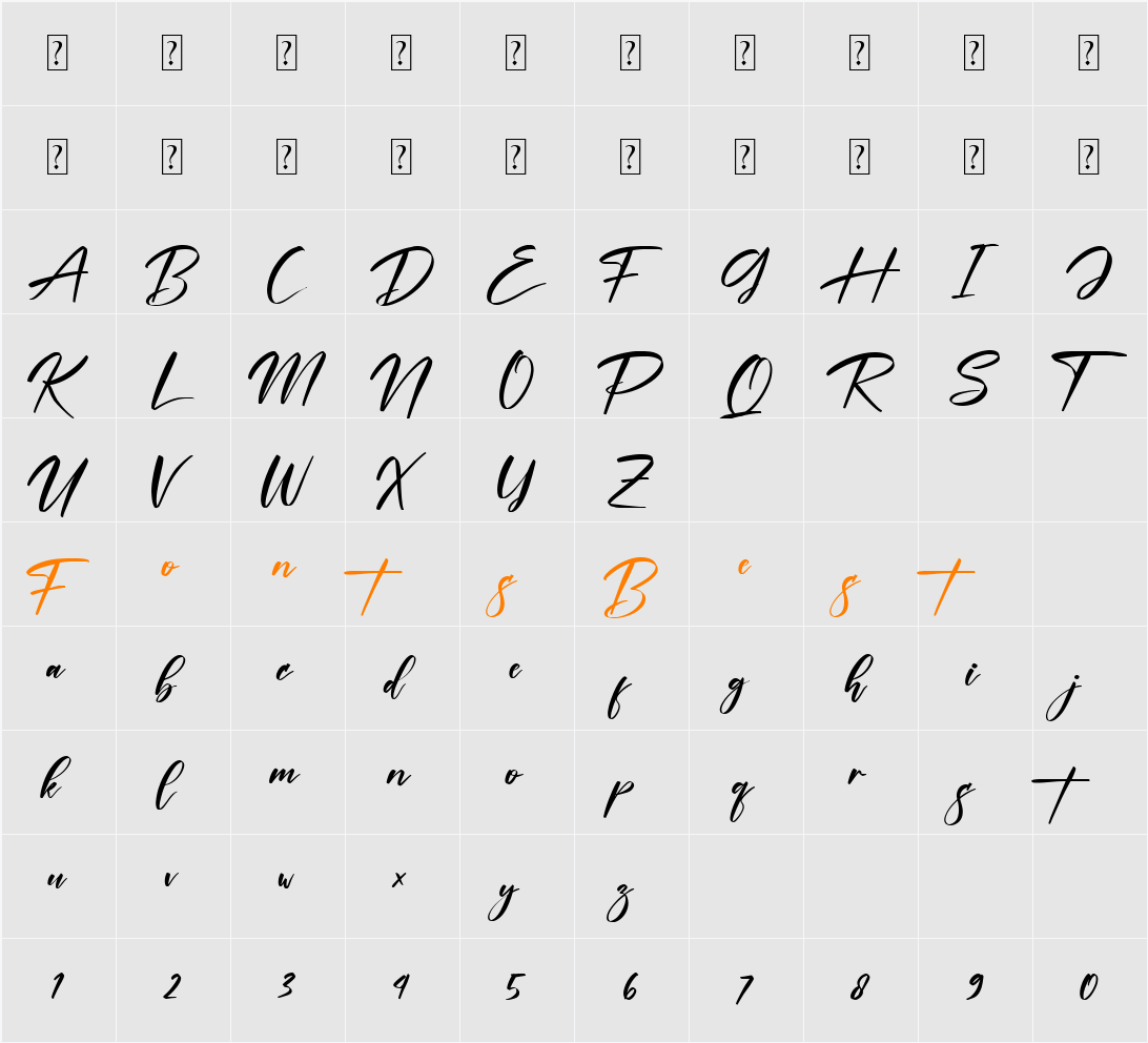Listhon Character Map
