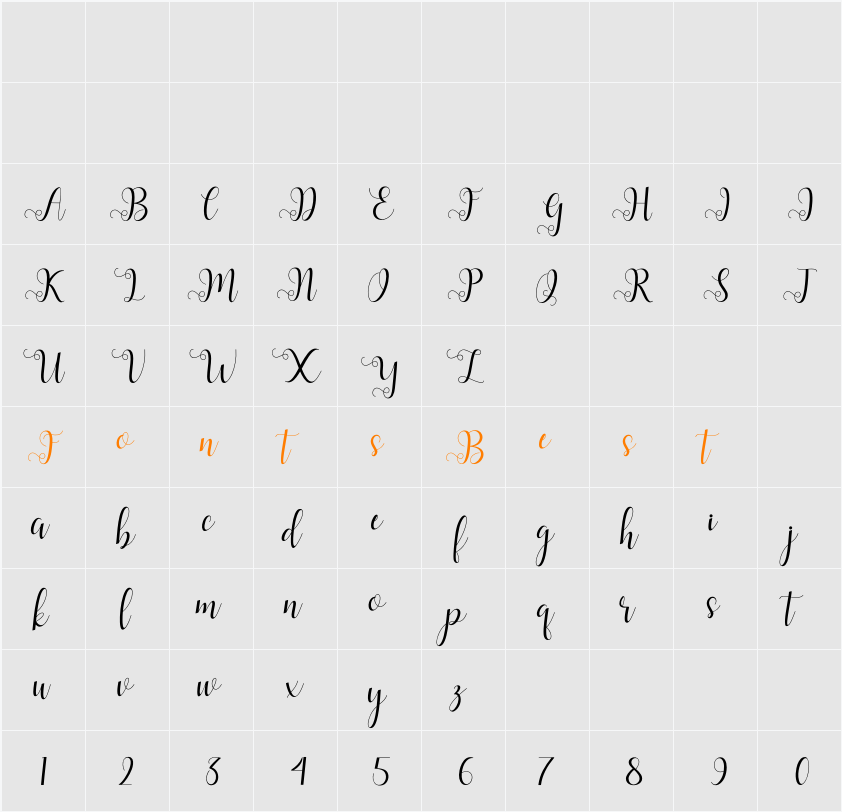 Alliana Script Character Map