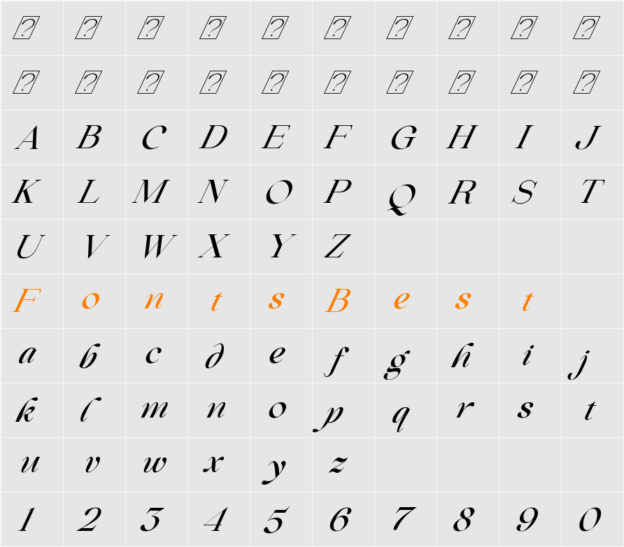 Beautiful Comethrue Medium Character Map