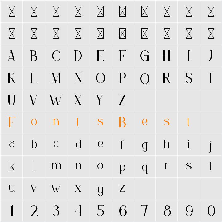 AURUM Character Map