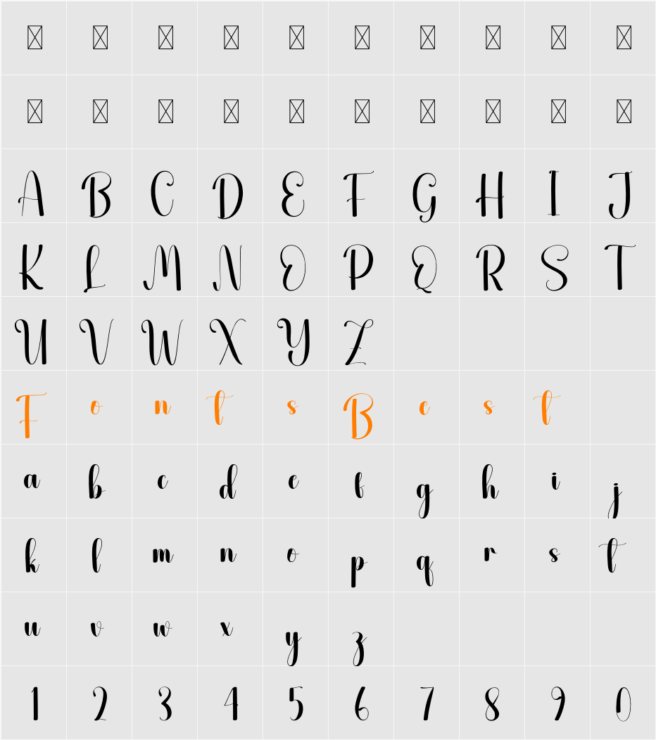 Breaktime Character Map